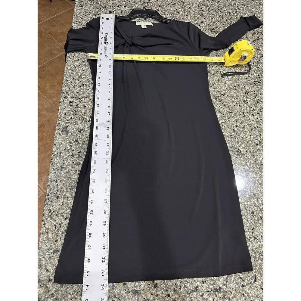 Michael Kors Dress Womens Small Black Long Sleeve Knotted Neckline Elegant